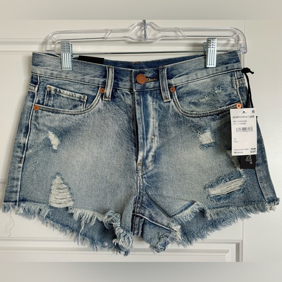 Blank NYC Pants - BLANKNYC Women’s Hollyweird‎ Frayed Hem Denim Shorts Distressed Blue Size 25